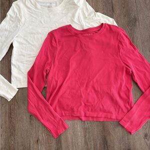 Pink and White Long Sleeve Tops. Small